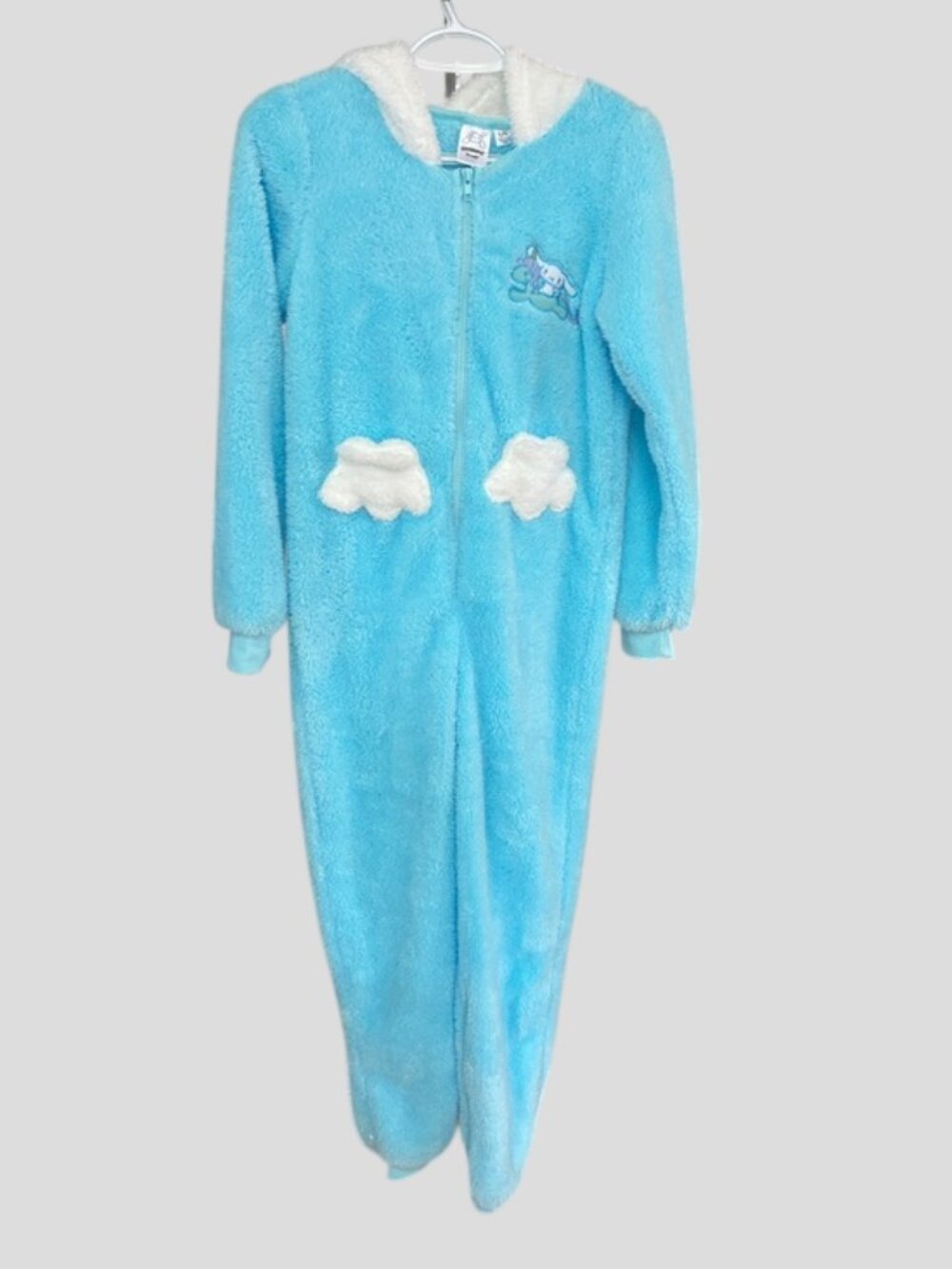 Sanrio Cinnamoroll Soft Plush One-Piece PJ's With Cloud Pockets & Hood